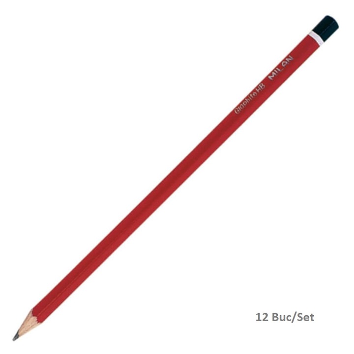12 db-os MILAN grafit ceruza készlet, HB ólom, hatszögletű fa test