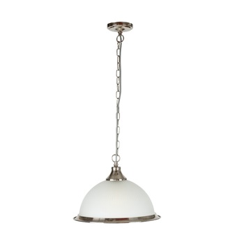 Pendul Cojom, Glass, prindere lant, abajur sticla transparenta, metal, E27, inox saten Pendul Cojom, Glass, prindere lant, abajur sticla transparenta, metal, E27, inox saten