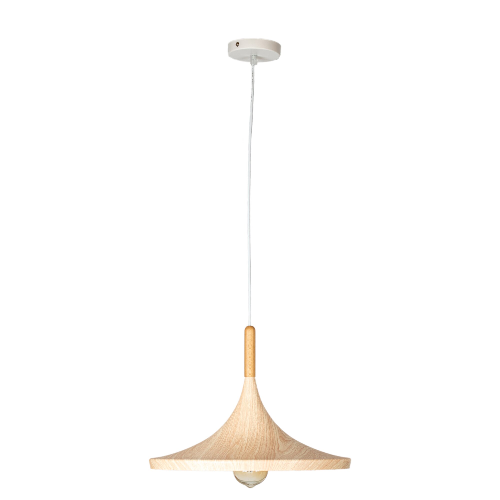 Pendul Mara, metal, E27, 60W, imitatie lemn natur cu alb