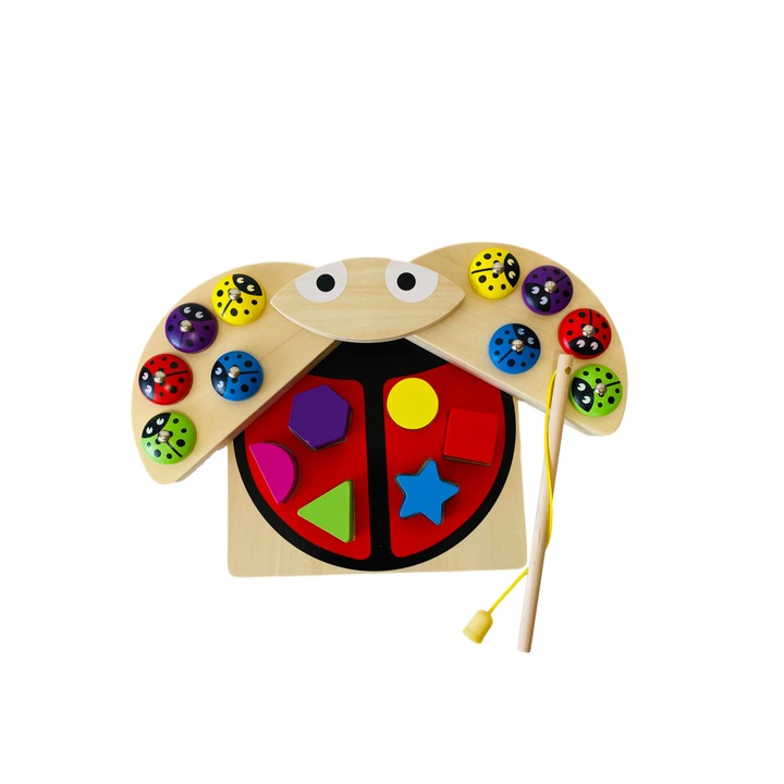 Joc de pescuit Buburuze, din lemn, Unitoys