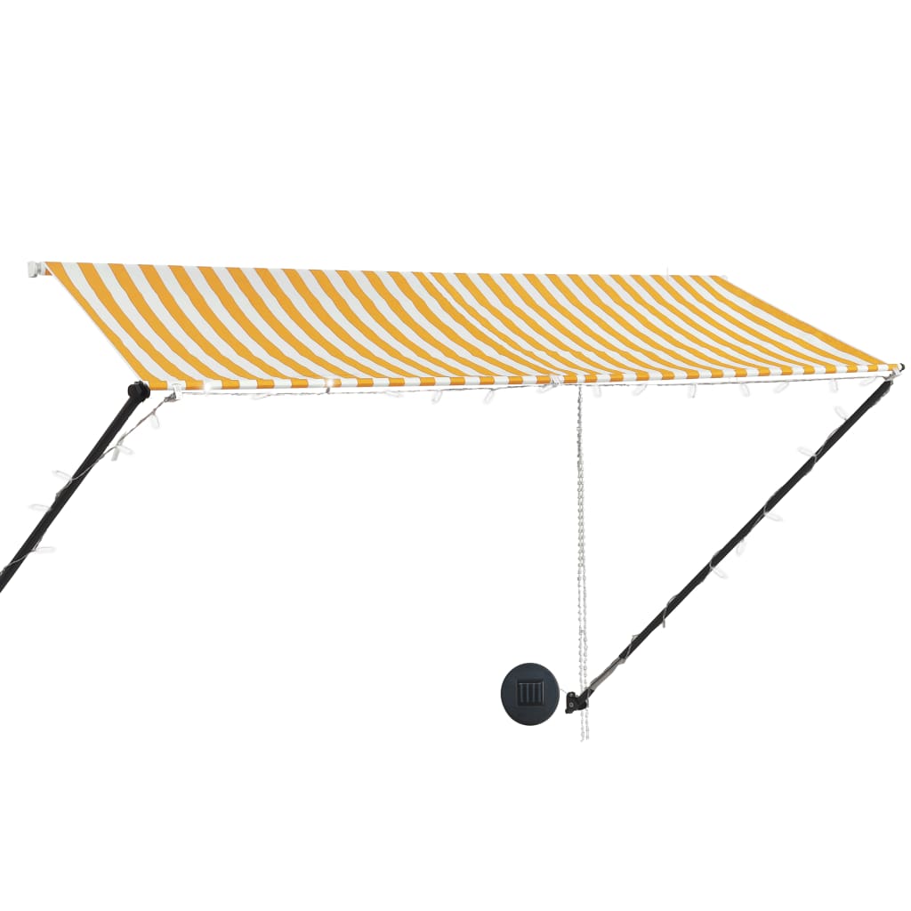 Copertina retractabila cu LED pentru fereastra, vidaXL, Textil/Polipropilena, 300 x 150 cm, Galben/Alb