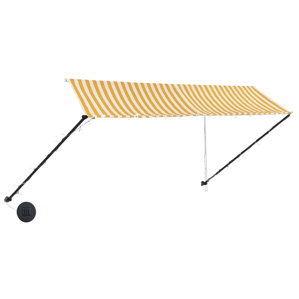 Copertina retractabila cu LED pentru fereastra, vidaXL, Textil/Polipropilena, 350 x 150 cm, Galben/Alb