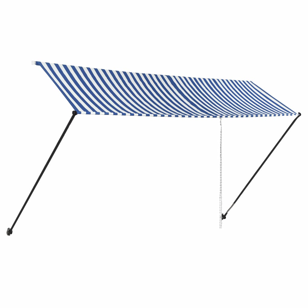 Copertina retractabila cu LED pentru fereastra, vidaXL, Textil/Polipropilena, 400 x 150 cm, Albastru/Alb