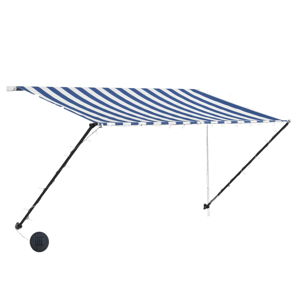 Copertina retractabila cu LED pentru fereastra, vidaXL, Textil/Polipropilena, 300 x 150 cm, Albastru/Alb