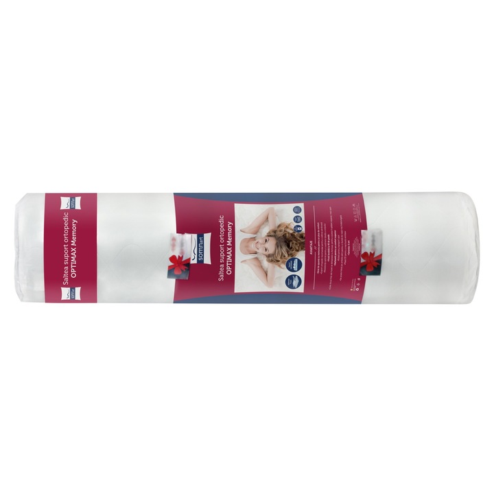 Saltea Somnart Optimax Memory 120x200, grosime 18cm, cu spuma memorie poliuretanica si husa 3D detasabila si lavabila, cu manere si fermitate medie