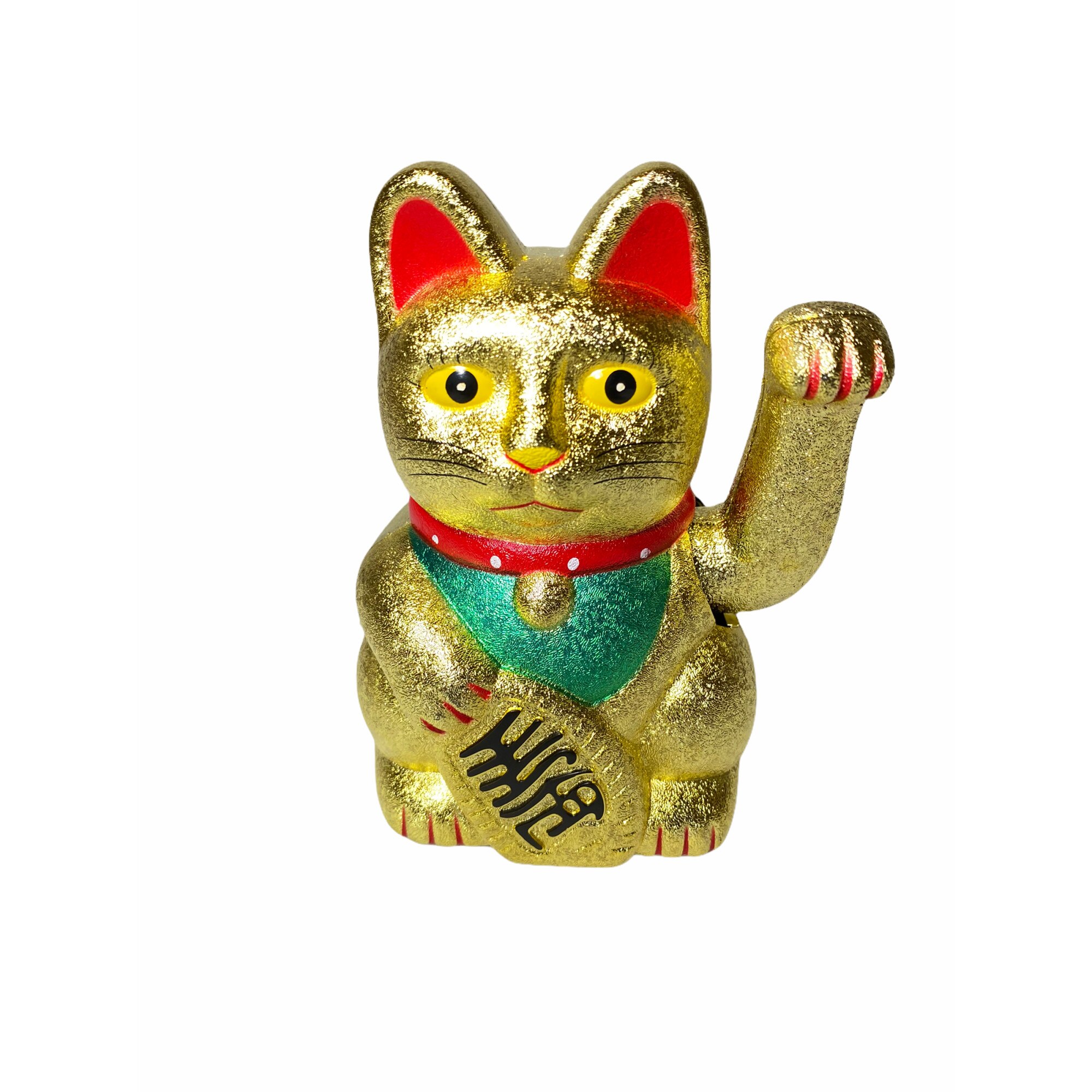 Pisica norocoasa Atelier, Feng Shui, Plastic, Auriu, 13cm