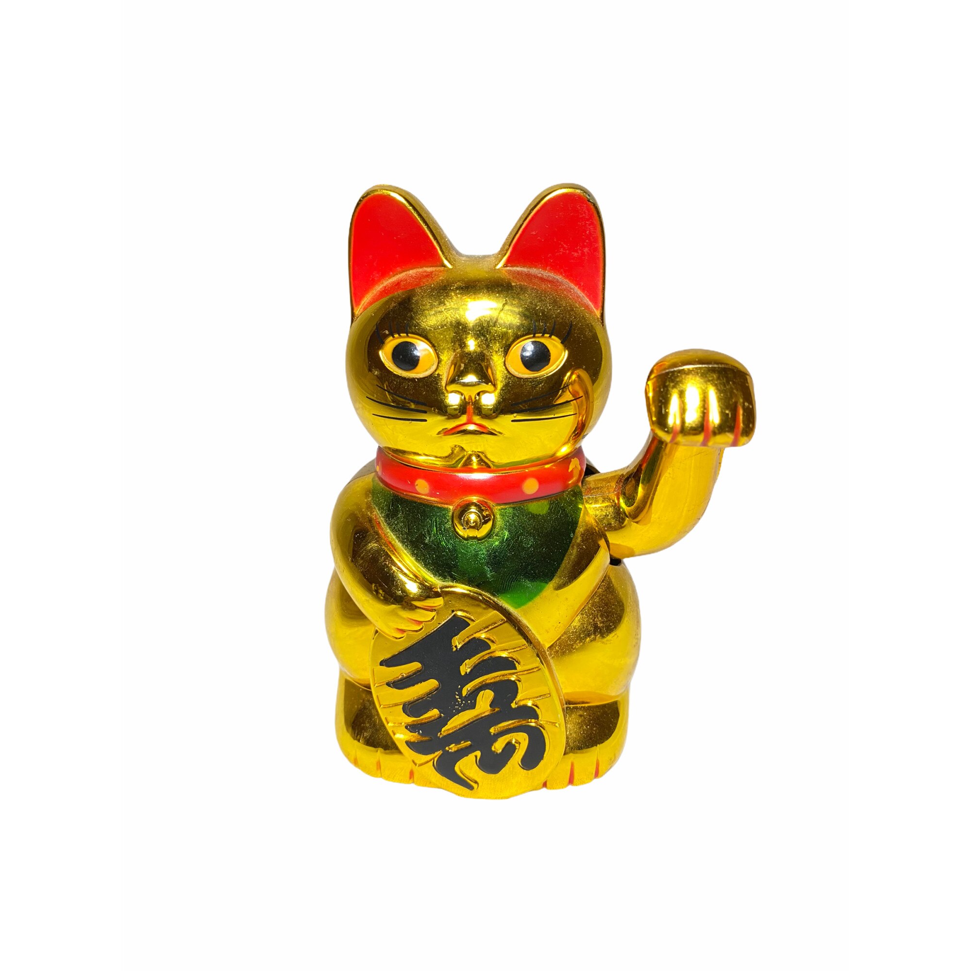 Pisica norocoasa lucioasa Atelier, Feng Shui, Plastic, Auriu, 13cm