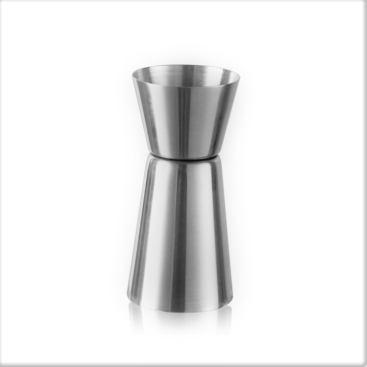 Jigger profesional din otel inoxidabil 304, masura dubla 25/50 ml, pentru cocktailuri perfect echilibrate, esential in baruri si acasa, dozaj precis, accesorii bar premium pentru barmani si amatori de mixologie