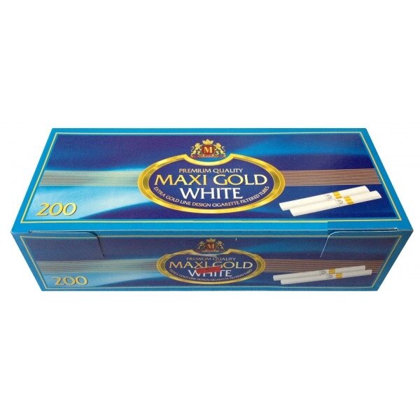 Tuburi Tigari Maxi Gold White 200 bucati cu filtru alb