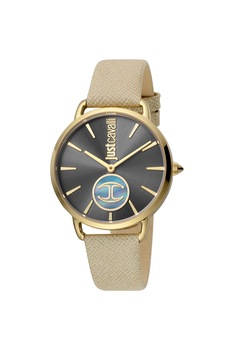 JUST CAVALLI, Ceas analog cu o curea din piele, Bej/Auriu JUST CAVALLI, Ceas analog cu o curea din piele, Bej/Auriu