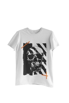 Tricou cu imprimeu Urban Style Skull, Alb, Alb Tricou cu imprimeu Urban Style Skull, Alb, Alb