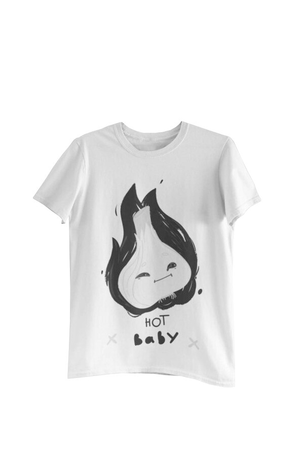 Tricou cu imprimeu Hot Baby, Alb