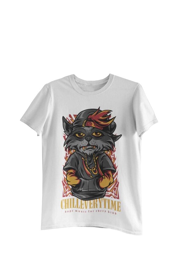 Tricou cu imprimeu Chill Street Dude, Alb