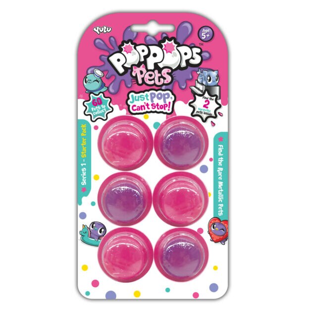 Figurine Yulu Pop Pops Pets in slime roz - 6 bile cu 2 figurine ascunse