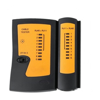 Tester cablu retea LAN si telefon, conector RJ45 si RJ11, Negru cu Galben, BBL1741 Tester cablu retea LAN si telefon, conector RJ45 si RJ11, Negru cu Galben, BBL1741