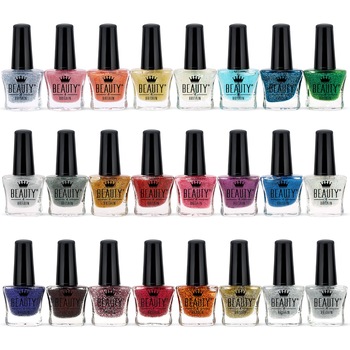 Set lac de unghii Beauty4Britain, 'Love Glitter', multicolor, 24 bucati x 5 ml Set lac de unghii Beauty4Britain, 'Love Glitter', multicolor, 24 bucati x 5 ml