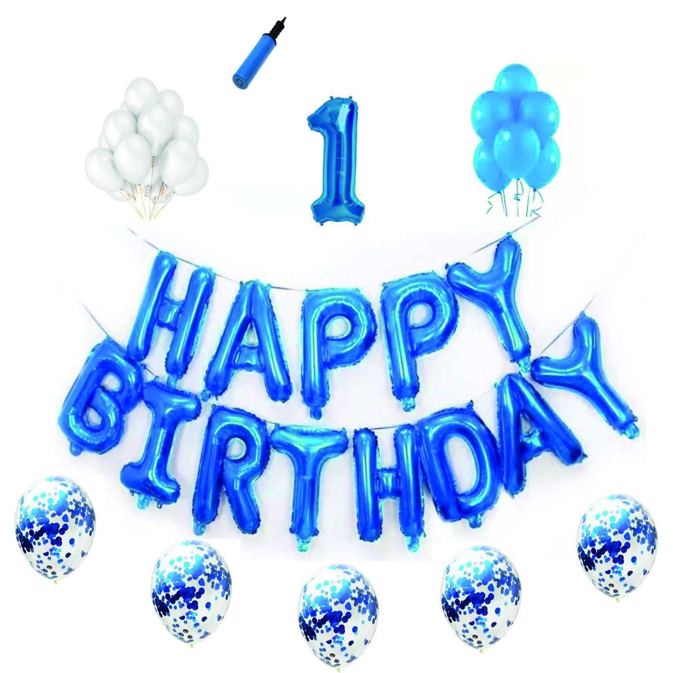 Set complet Happy Birthday , 1 an, albastru