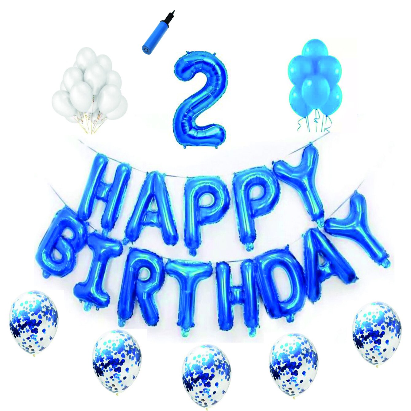 Set complet Happy Birthday , 2 ani, albastru