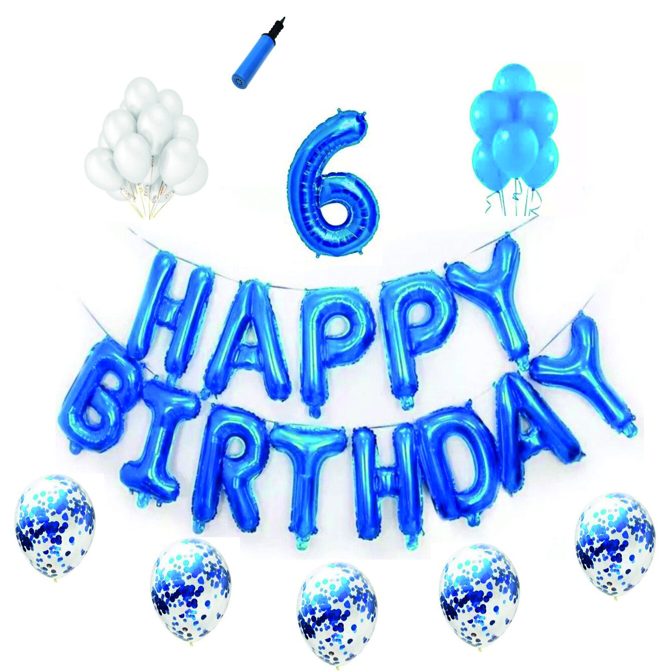 Set complet Happy Birthday , 6 ani, albastru