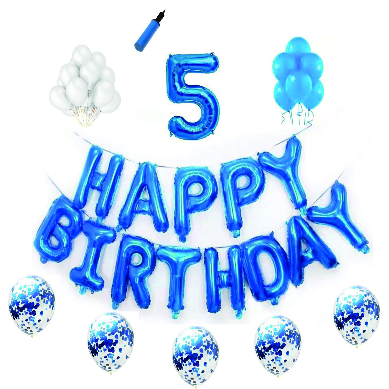 Set complet Happy Birthday , 5 ani, albastru