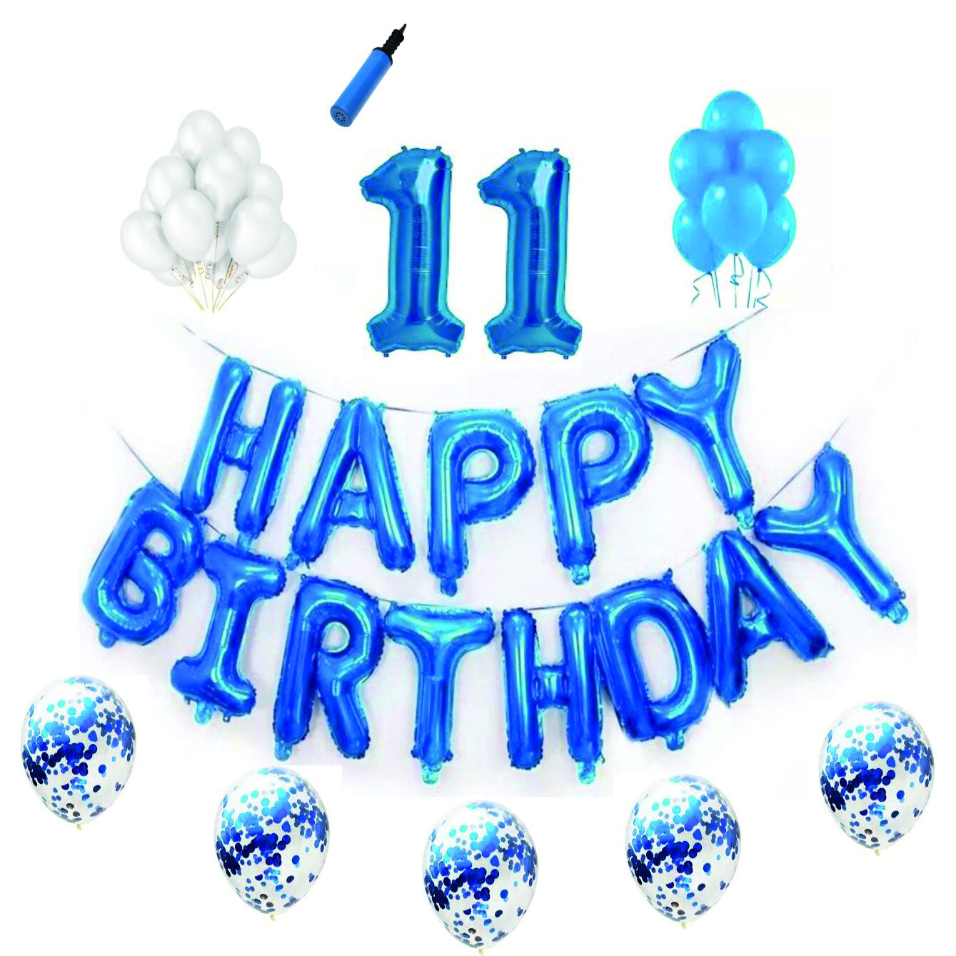 Set complet Happy Birthday , 11 ani, albastru