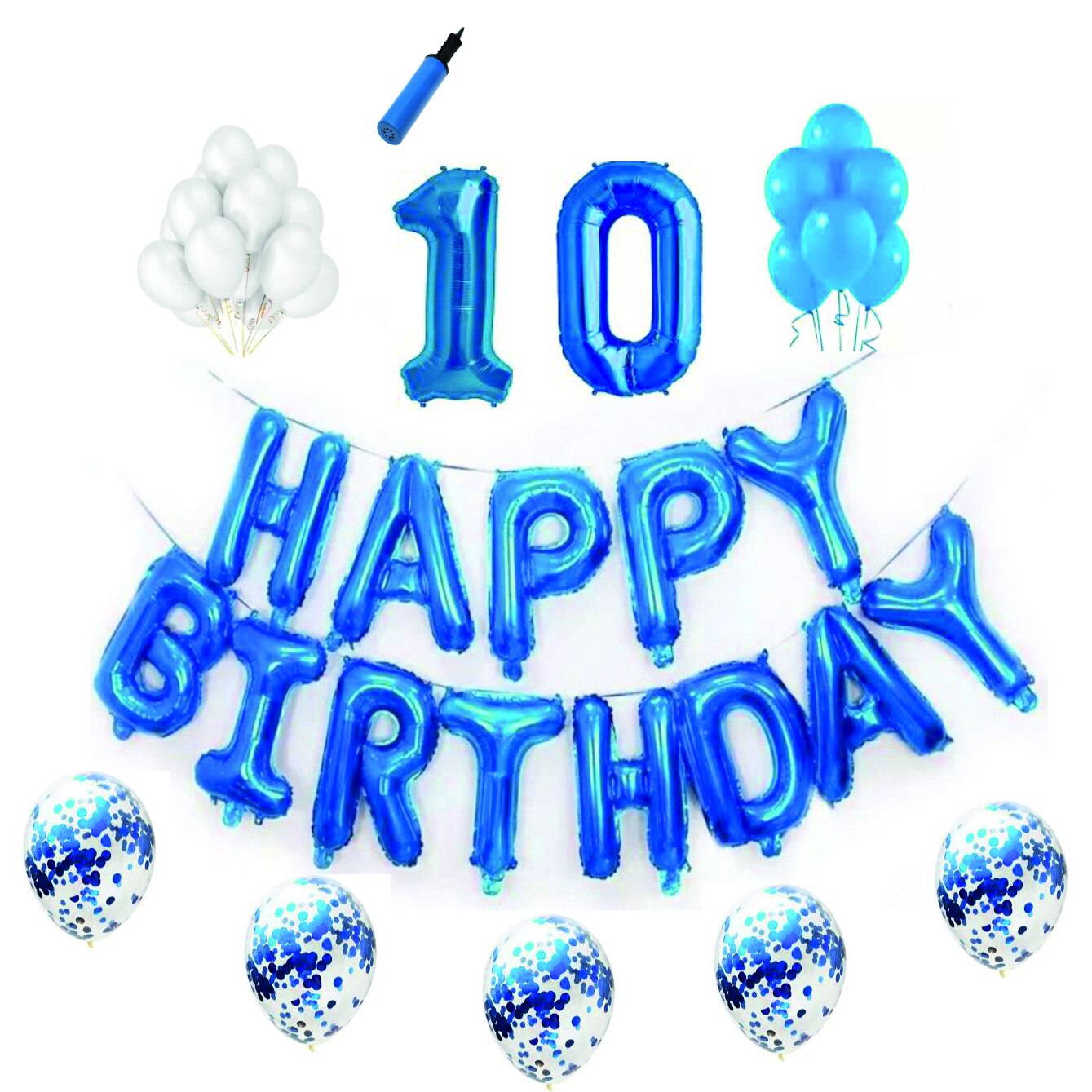 Set complet Happy Birthday , 10 ani, albastru