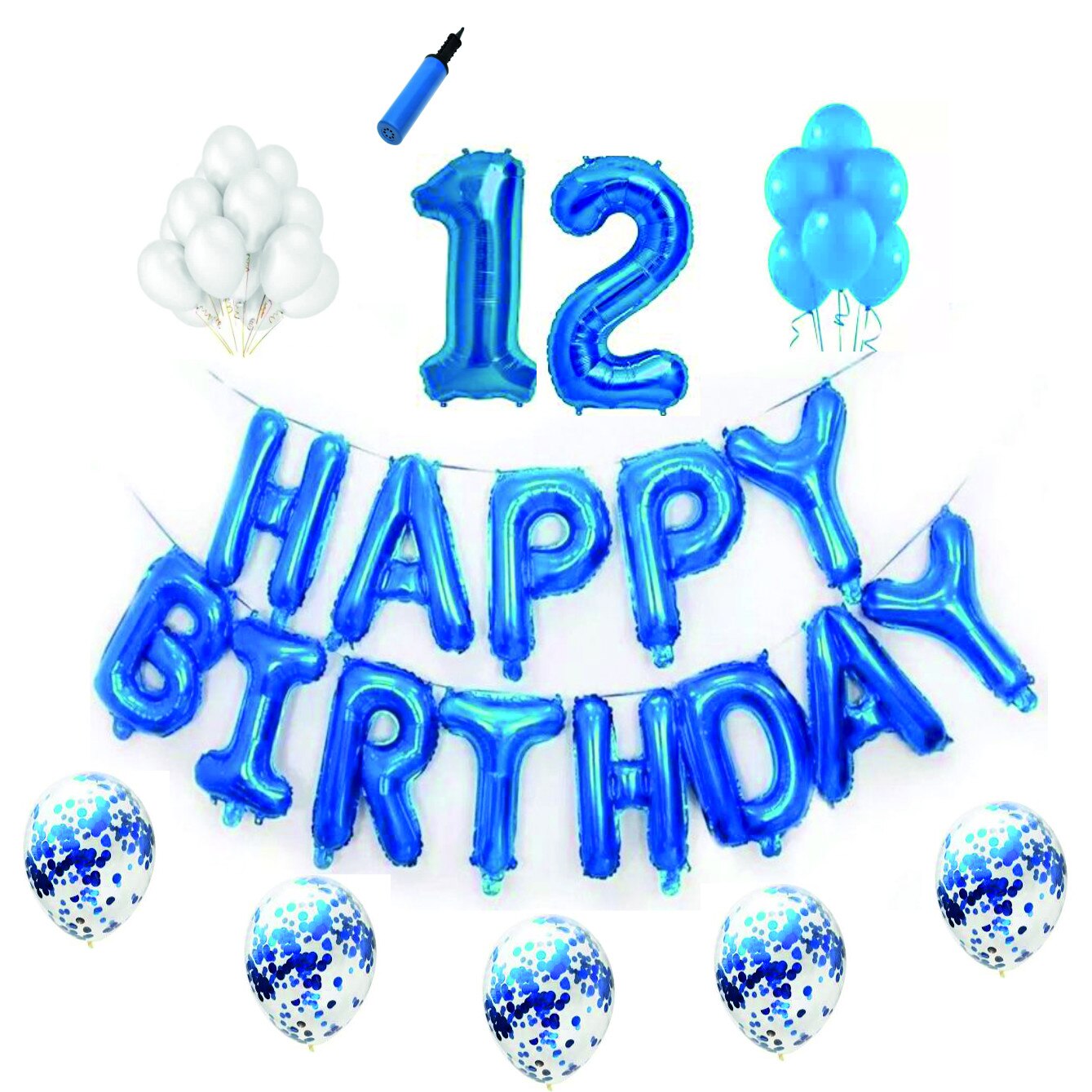 Set complet Happy Birthday , 12 ani, albastru