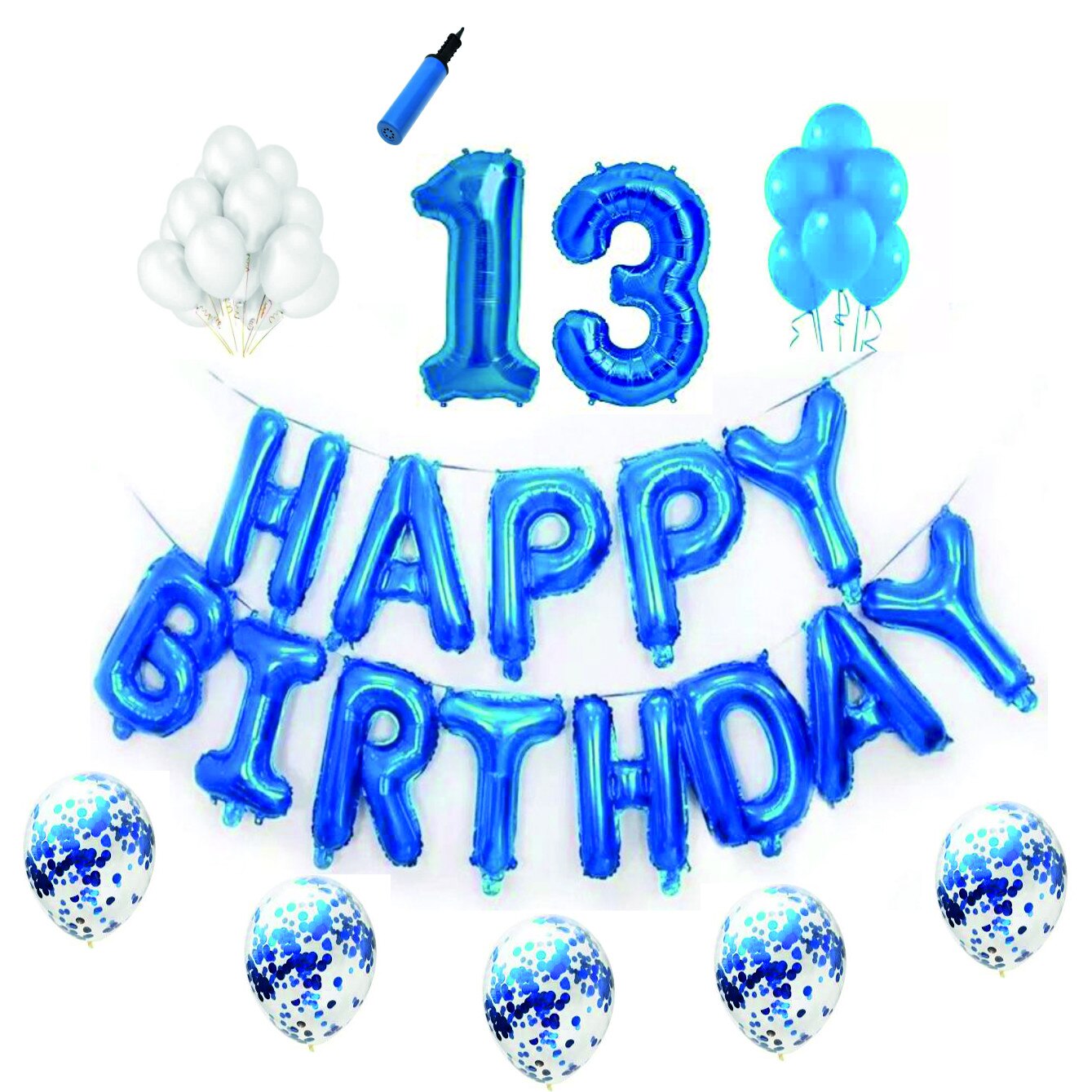 Set complet Happy Birthday , 13 ani, albastru
