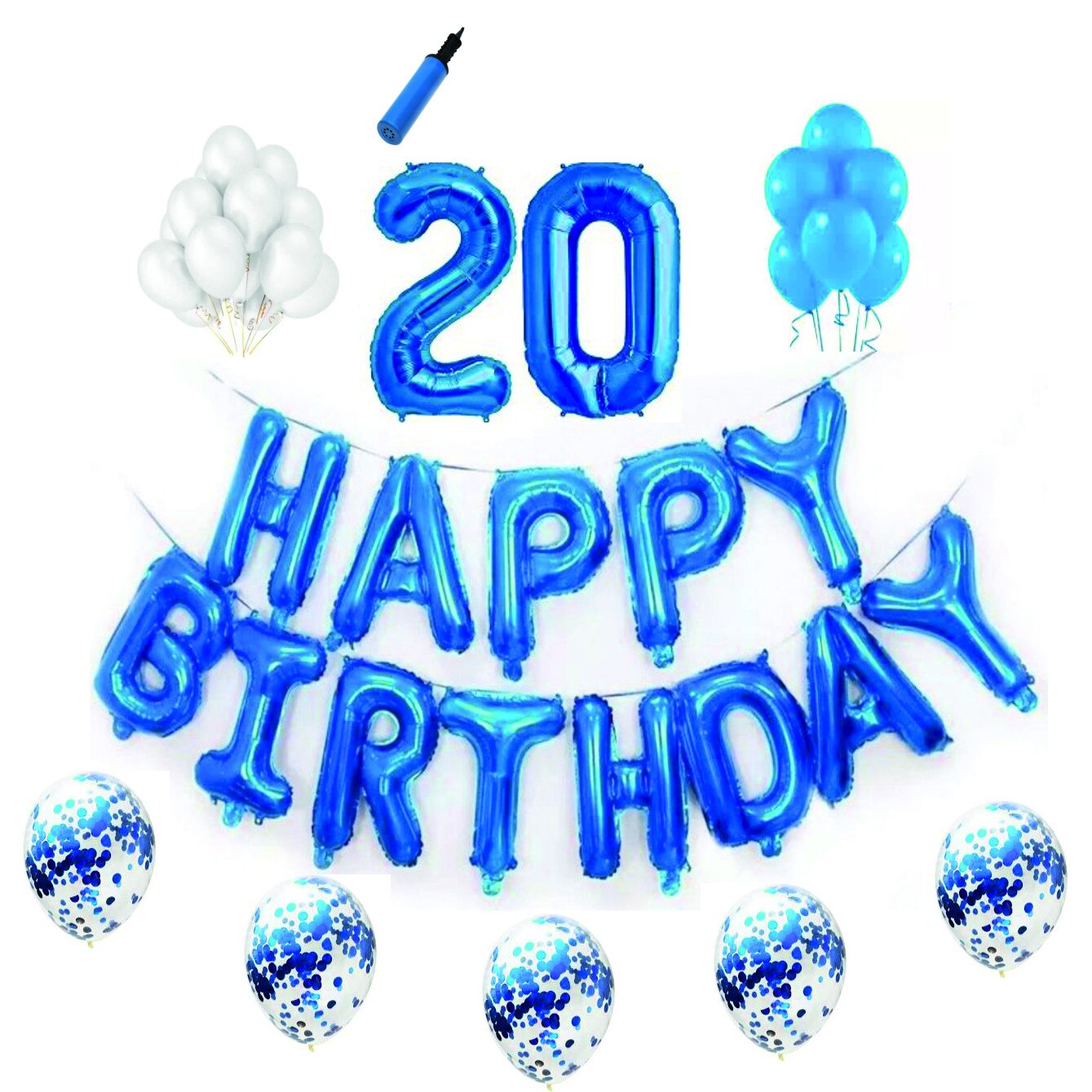 Set complet Happy Birthday , 20 ani, albastru