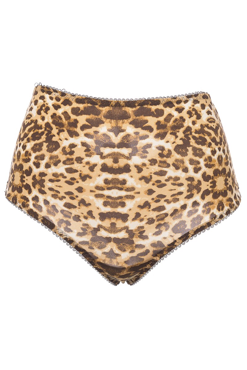 Chilot tanga cu talie inalta si decupaj din microfibra Model de lux Animal Print