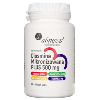 Supliment alimentar Diosmin micronizat PLUS 500 mg Aliness, 100 capsule Supliment alimentar Diosmin micronizat PLUS 500 mg Aliness, 100 capsule