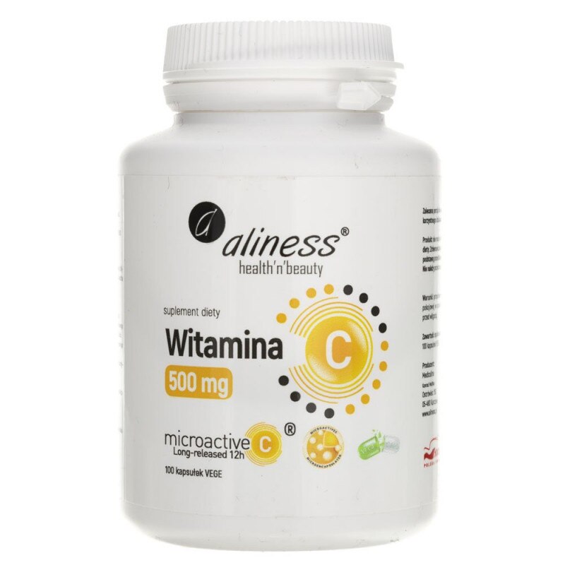 Supliment alimentar Vitamina C 500 mg, microactiva 12 ore Aliness, 100 capsule