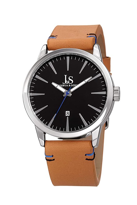 Joshua & Sons CHSV-JS-86TN férfi karóra, valódi bőr, barna/fekete