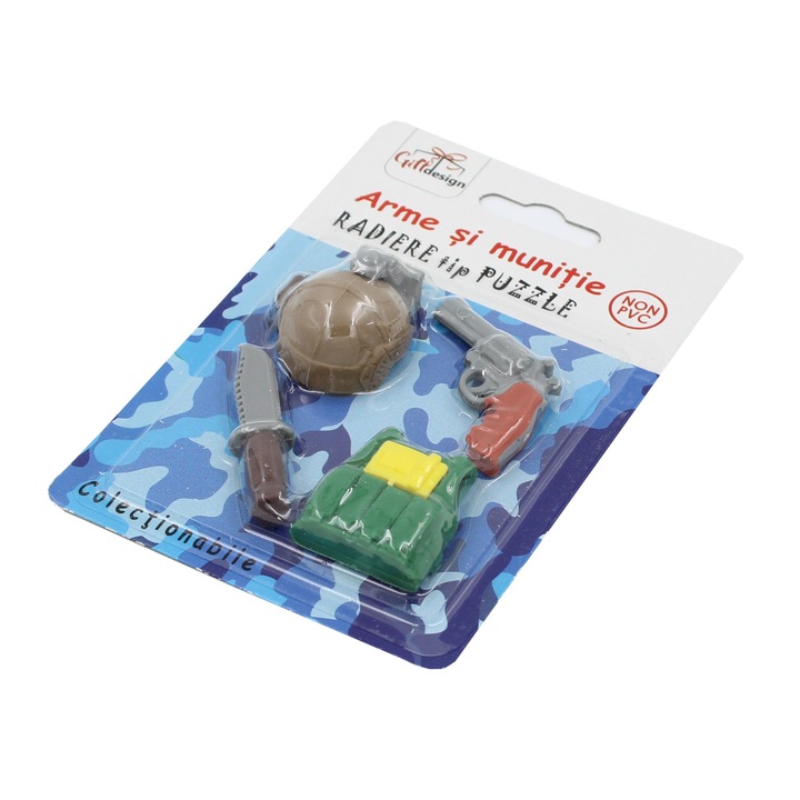 Комплект колекционерски гумички, тип пъзел, оръжия и боеприпаси Нож