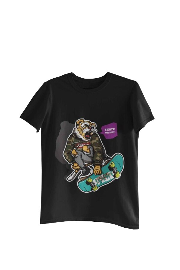 Tricou cu imprimeu Skate or Die 2, Negru