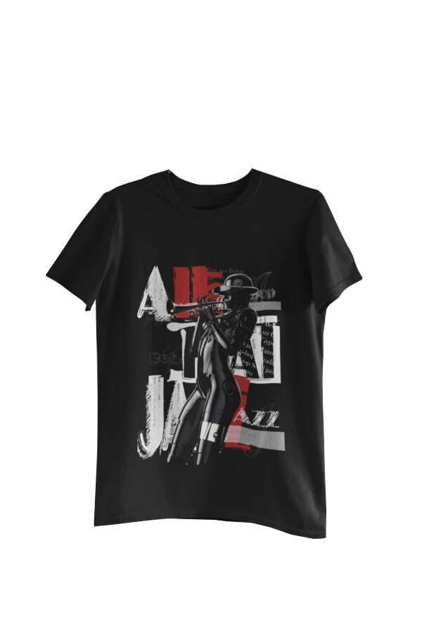 Tricou cu imprimeu Jazz Bebop, Negru, Negru