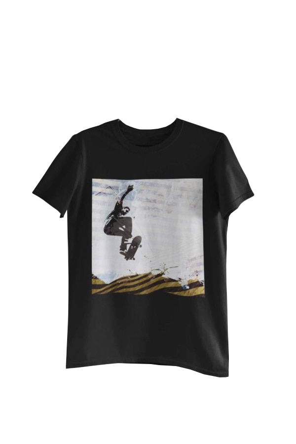 Tricou cu imprimeu Jump Skater, Negru