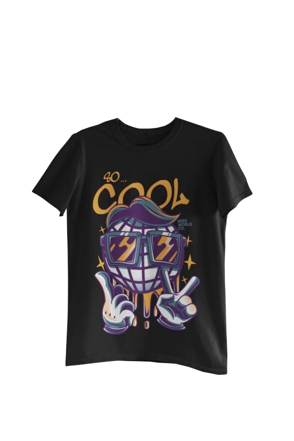 Tricou cu imprimeu Nerd World, Negru