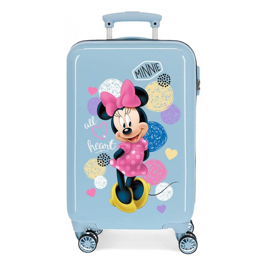 Troler cabina ABS 4 roti duble 55 cm Love Minnie bleu