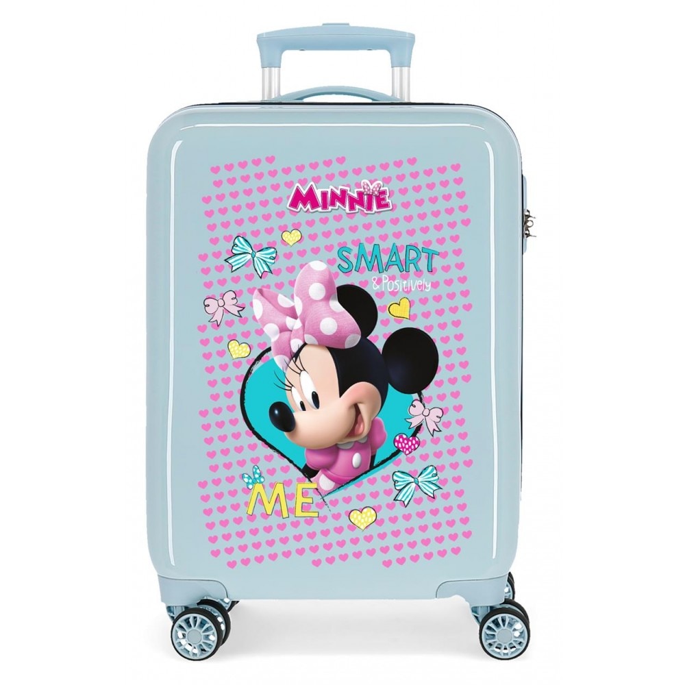 Troler cabina ABS 4 roti duble 55 cm Enjoy Minnie albastru deschis