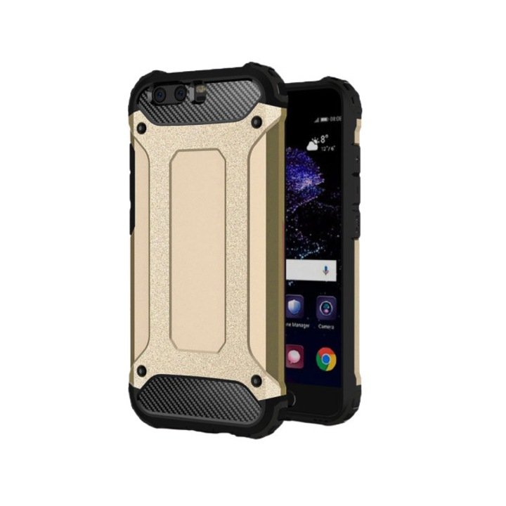 Husa de protectie hibrida, Pentru Huawei P10, Auriu/Negru