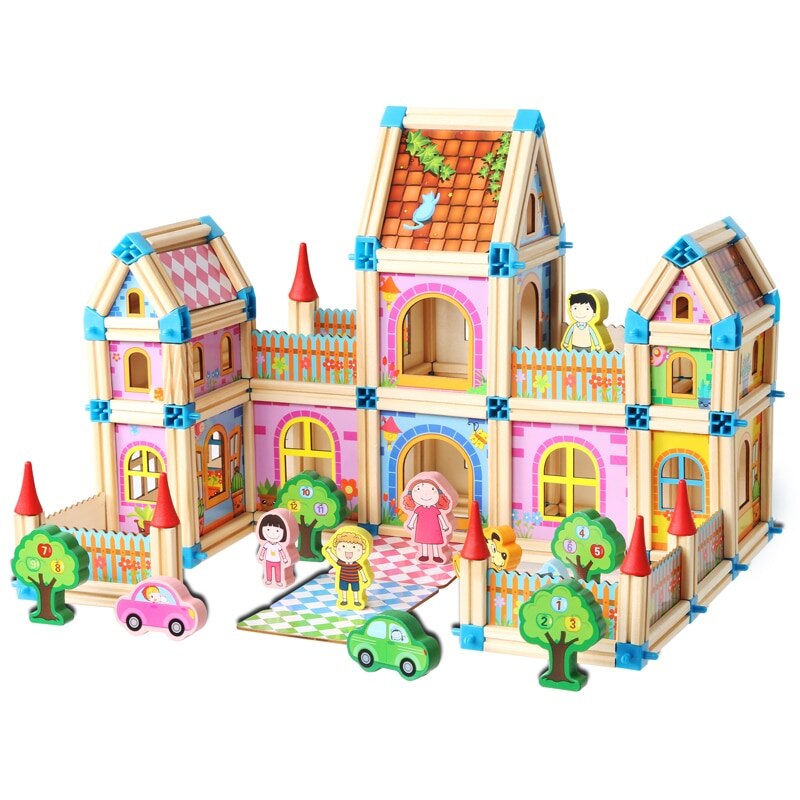 Set de constructie din lemn, Micul Arhitect, 268 piese, multicolor
