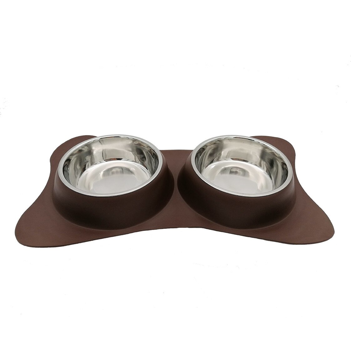 Castron dublu pentru caini, Croci, 2x520 ml, antiderapant, maro, c6059325