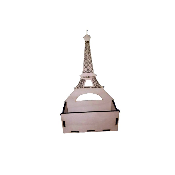 Cutie mica pentru Aranjamente Florale, Turnul Eiffel, Lemn, 15x7 cm, M14