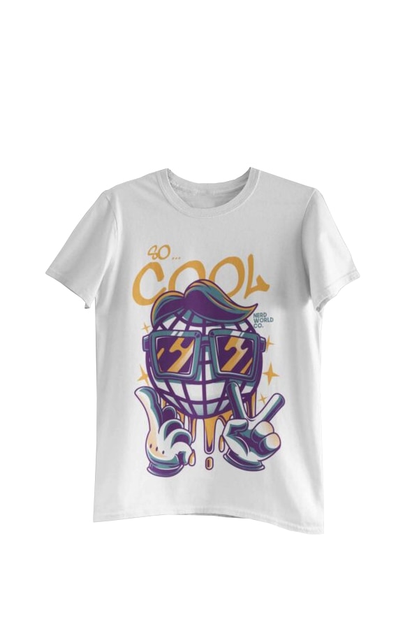 Tricou cu imprimeu Nerd World, Alb
