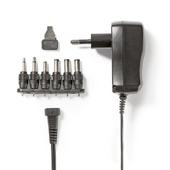 Alimentator universal Nedis curent continuu 3/4.5/5/6/7.5/9/12 VDC, putere 7.2 W Alimentator universal Nedis curent continuu 3/4.5/5/6/7.5/9/12 VDC, putere 7.2 W