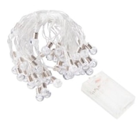 Instalatie decorativade Craciun LED, cu 50 becuri bulb, lumina calda, 5m, 2x baterii AA