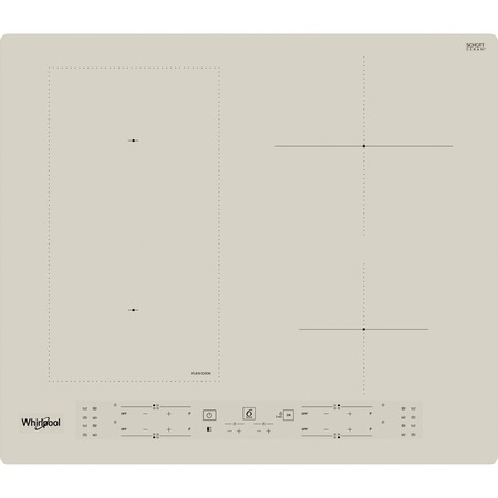 Plita incorporabila Whirlpool WLB6860NES, Inductie, 4 zone de gatit, FlexiCook, Tehnologia 6th Sense, 60 cm, Sticla argintie