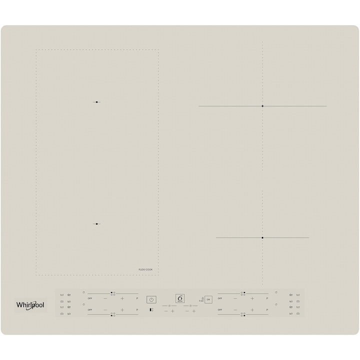 Плот за вграждане Whirlpool WLB6860NES, Индукция, 4 нагревателни зони, FlexiCook, Технология 6th Sense, 60 см, Сребристо стъкло