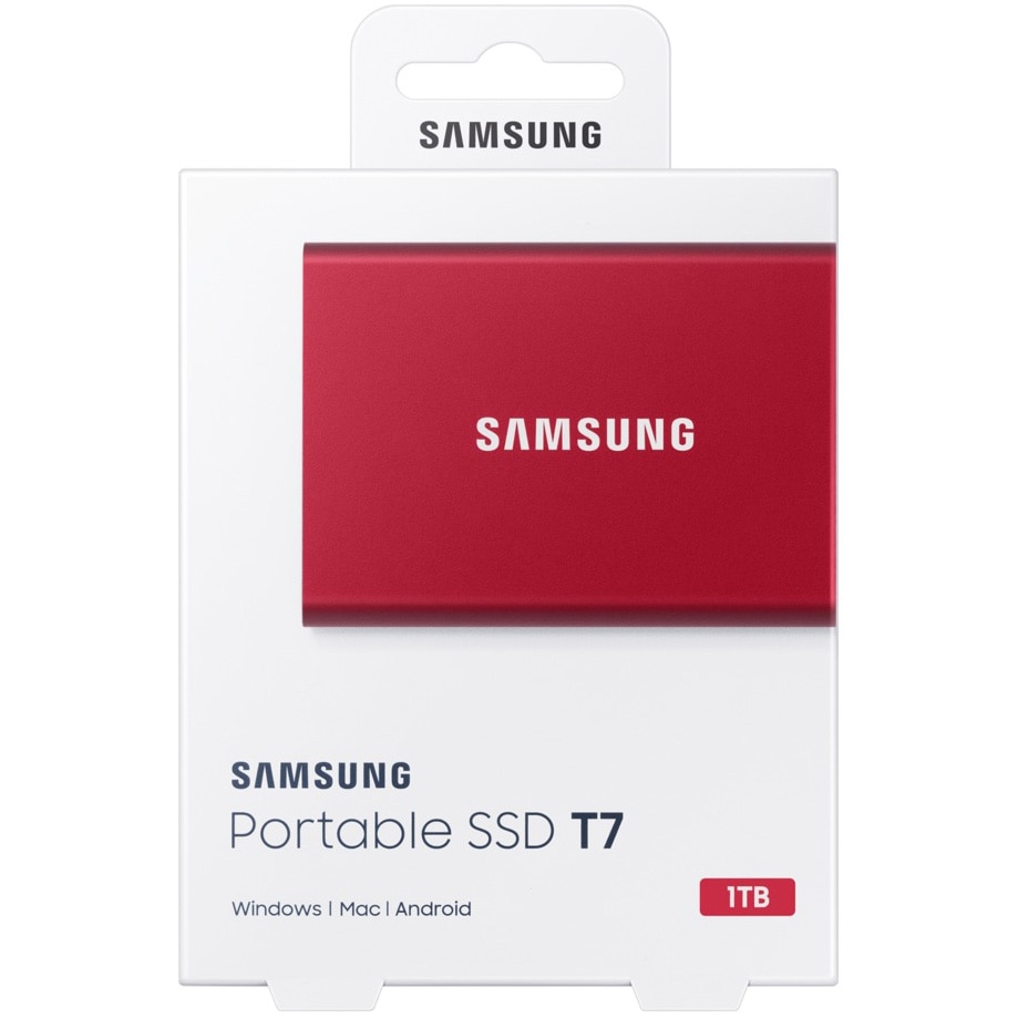 SSD extern Samsung T7 portabil, 1TB, USB 3.2, Metallic Red - eMAG.ro